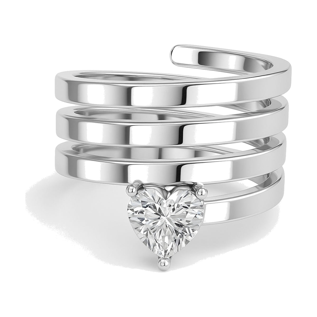 Melanie ring in 14K white gold with a heart-cut lab-grown diamond