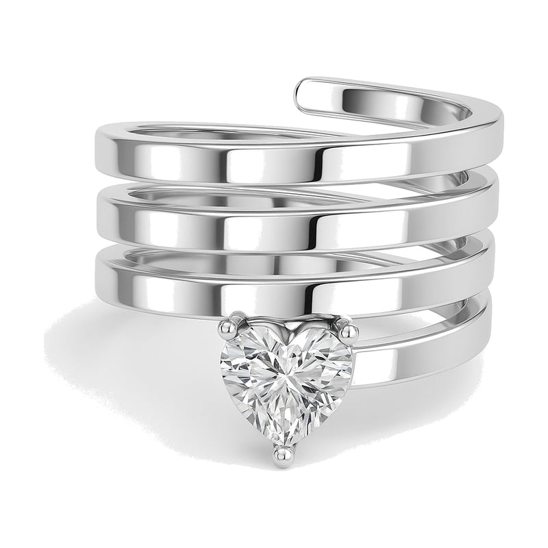 Melanie ring in 14K white gold with a heart-cut lab-grown diamond