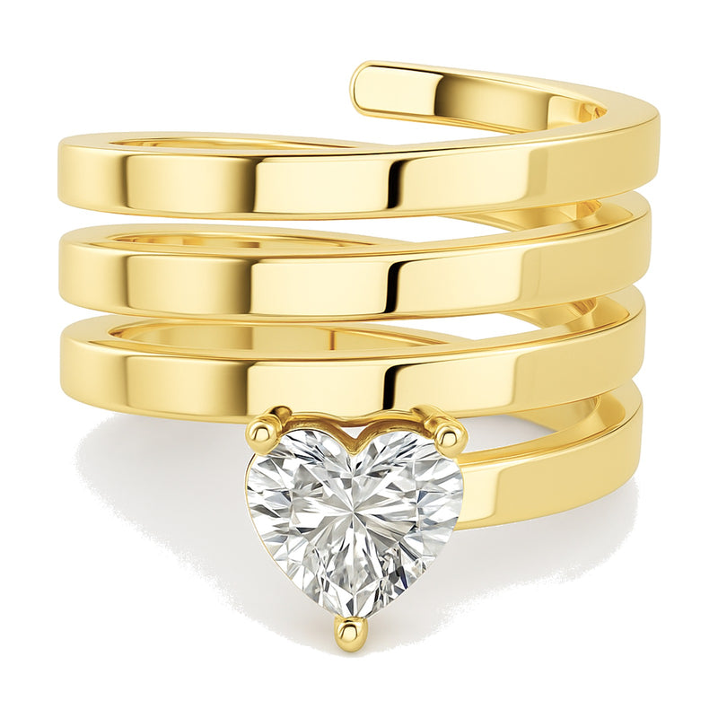Melanie ring in 14K yellow gold with a heart-cut lab-grown diamond