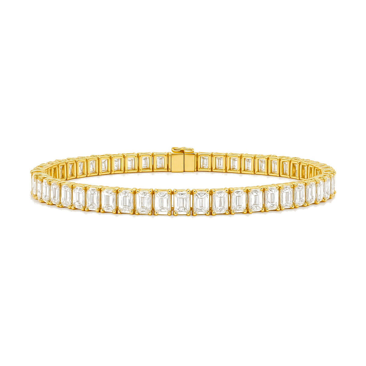 Philippine bracelet in 14K yellow gold with emerald-cut lab-grown diamonds