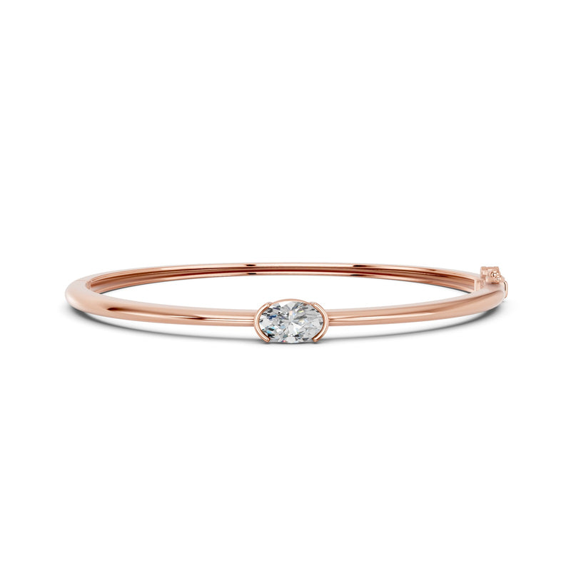 Sabrina bracelet in 14K rose gold with an oval-cut lab-grown diamond