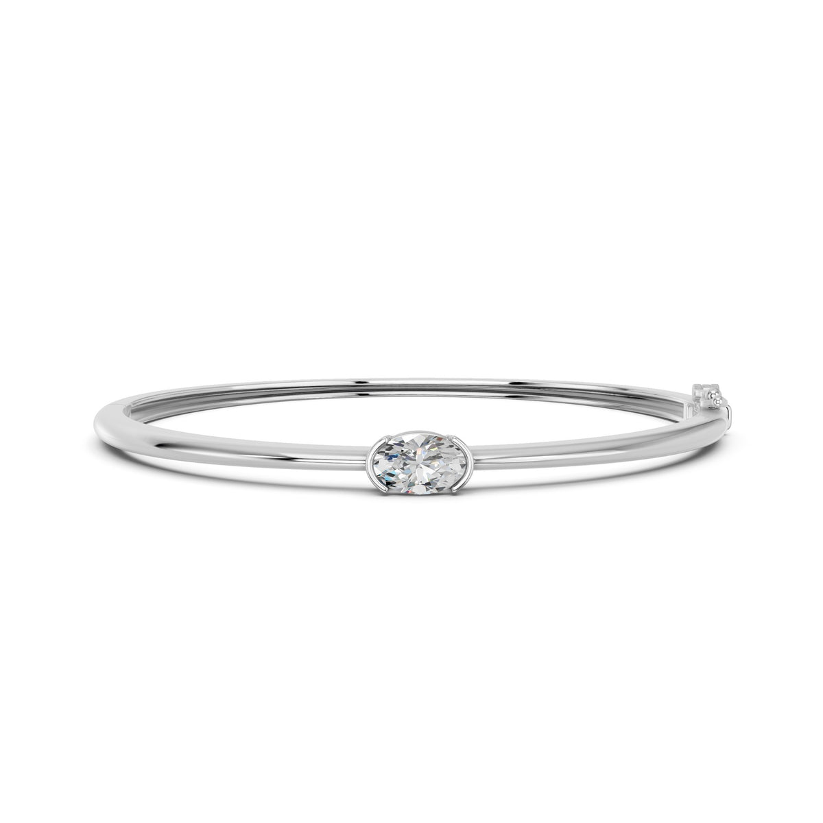 Sabrina bracelet in 14K white gold with an oval-cut lab-grown diamond