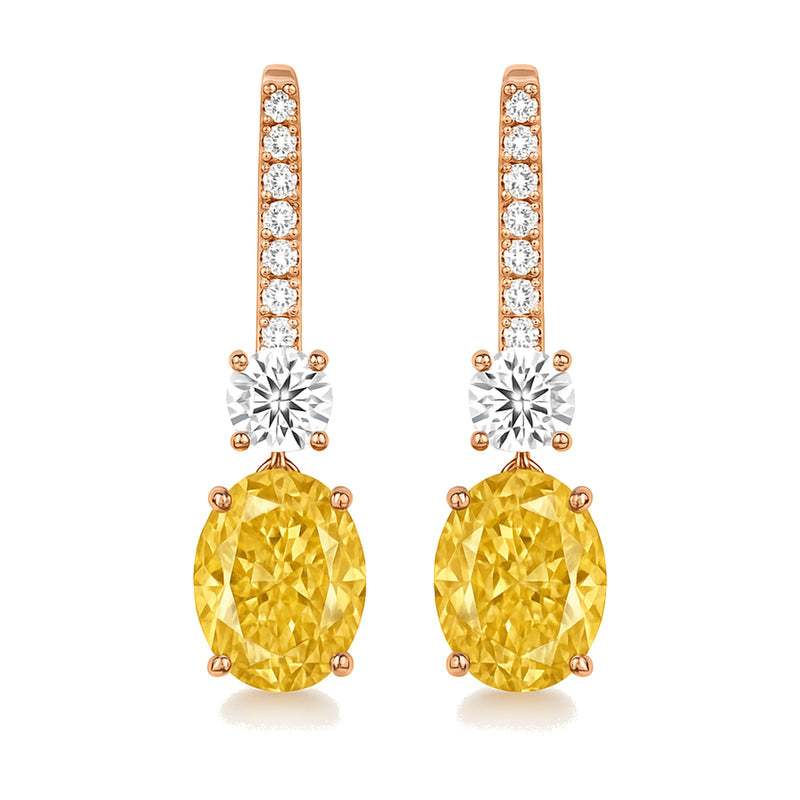 Solange earrings in 14K rose gold with a fancy yellow oval-cut lab-grown diamond