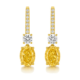 Solange earrings in 14K yellow gold with a fancy yellow oval-cut lab-grown diamond