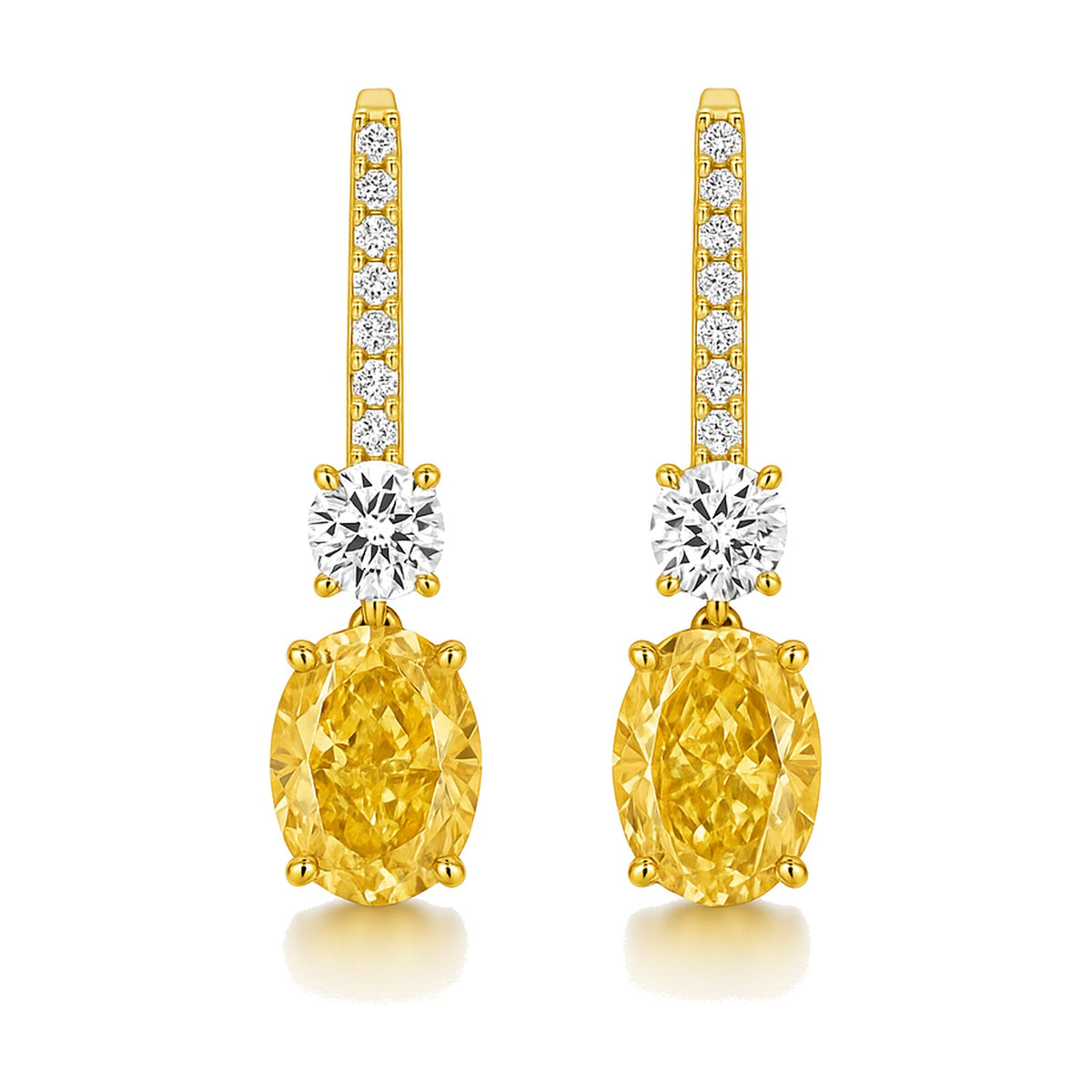 Solange earrings in 14K yellow gold with a fancy yellow oval-cut lab-grown diamond