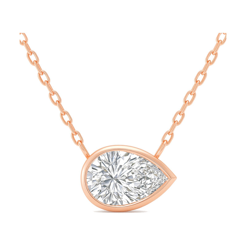 Sylviane necklace in 14K rose gold with a pear-cut lab-grown diamond
