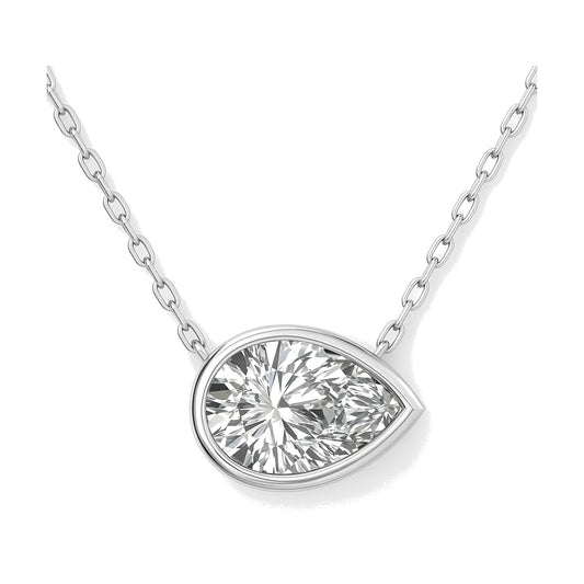 Sylviane necklace in 14K white gold with a pear-cut lab-grown diamond