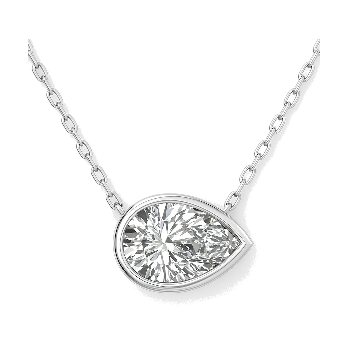 Sylviane necklace in 14K white gold with a pear-cut lab-grown diamond