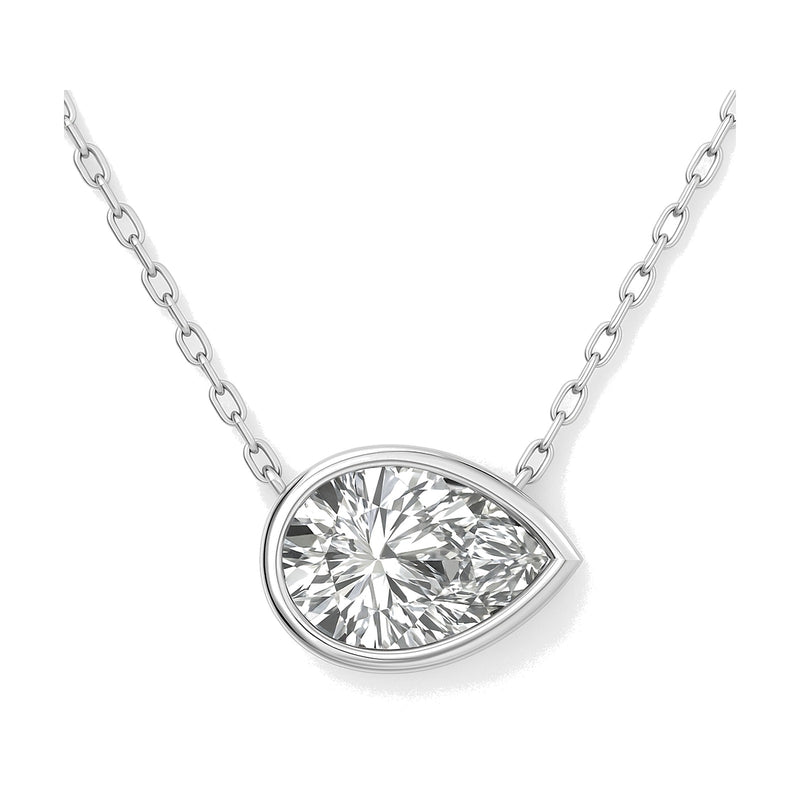 Sylviane necklace in 14K white gold with a pear-cut lab-grown diamond