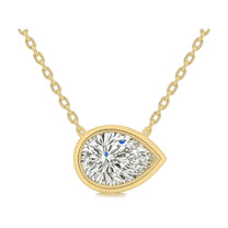 Sylviane necklace in 14K yellow gold with a pear-cut lab-grown diamond