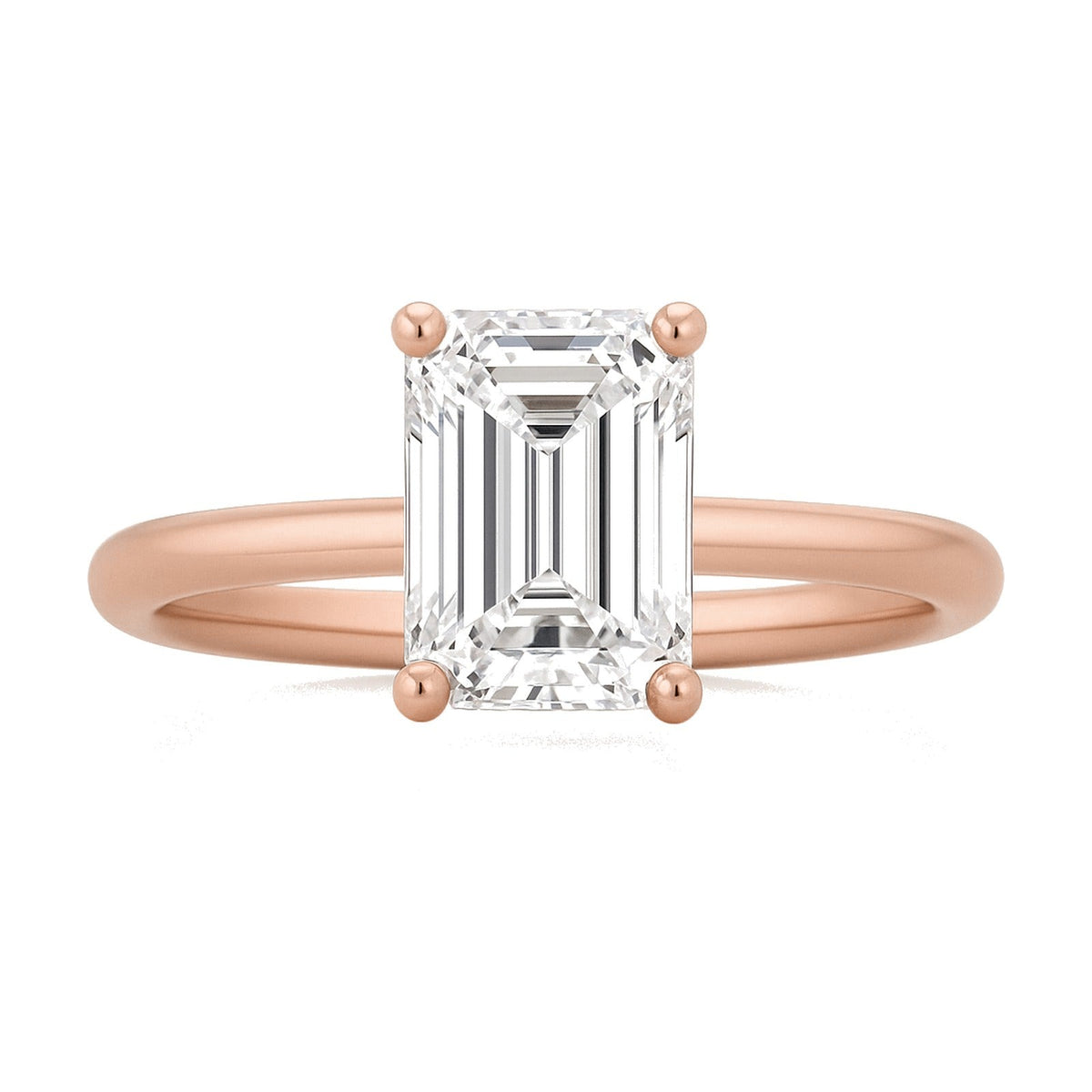 Victoire ring in 14K rose gold with an emerald-cut lab-grown diamond