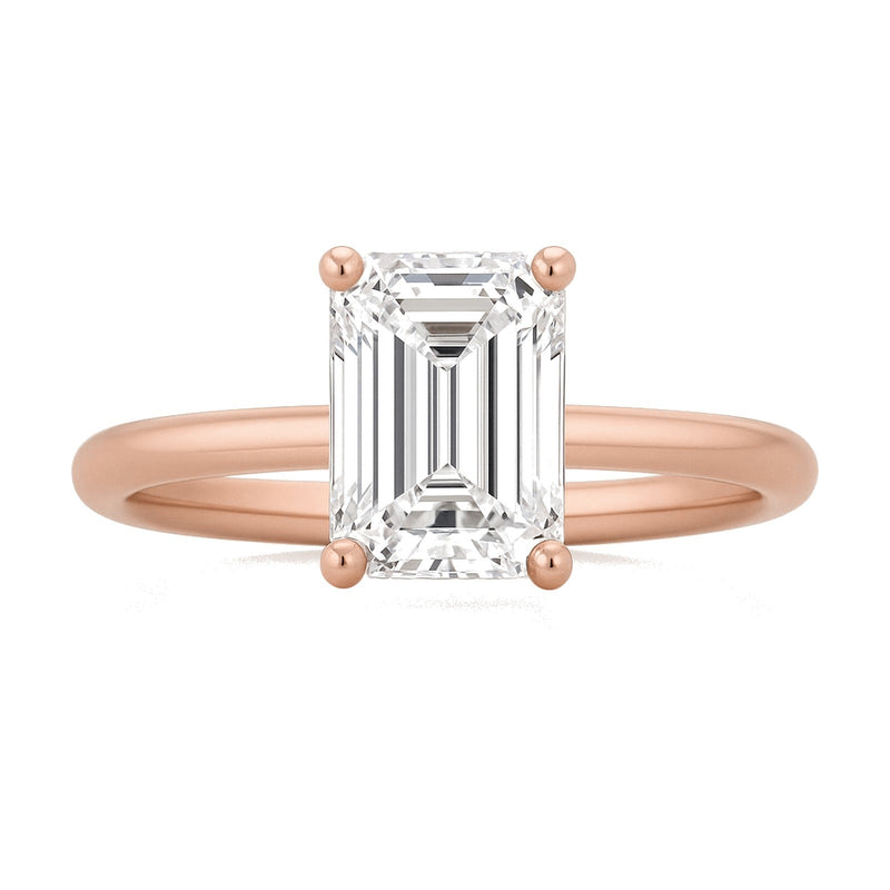 Victoire ring in 14K rose gold with an emerald-cut lab-grown diamond