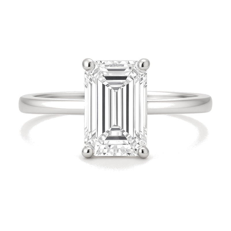 Victoire ring in 14K white gold with an emerald-cut lab-grown diamond