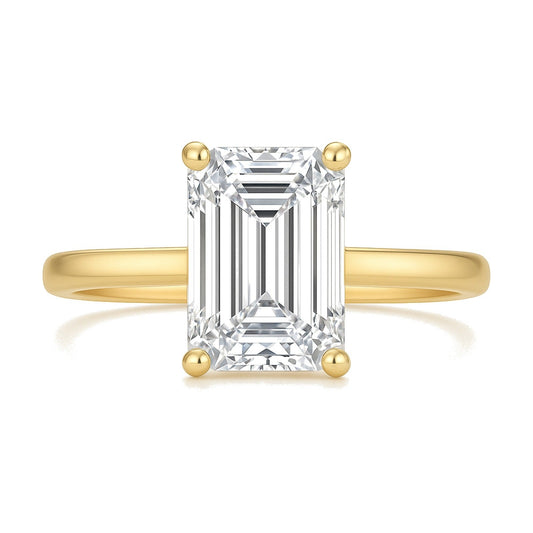 Victoire ring in 14K yellow gold with an emerald-cut lab-grown diamond