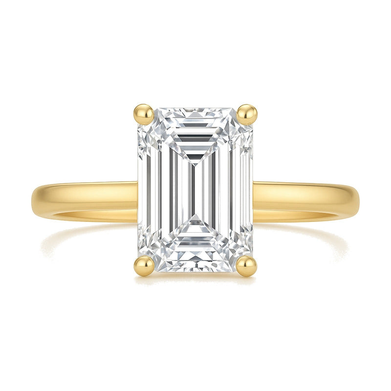 Victoire ring in 14K yellow gold with an emerald-cut lab-grown diamond
