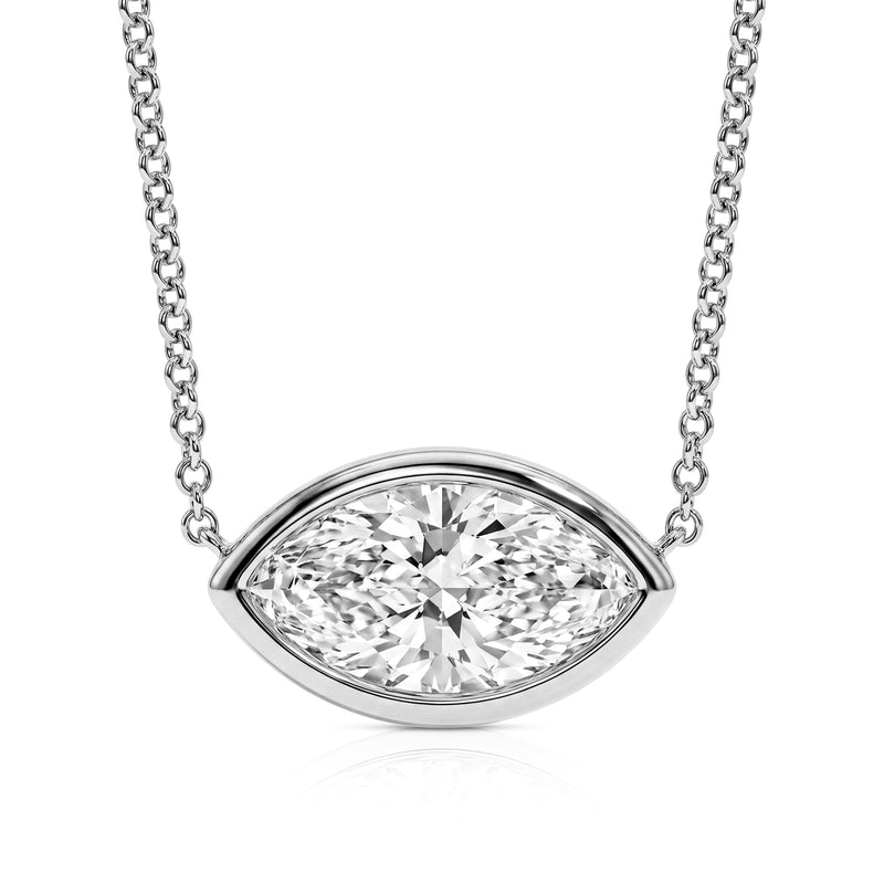 Sabine pendant in 14K gold with a marquise-cut lab-grown diamond