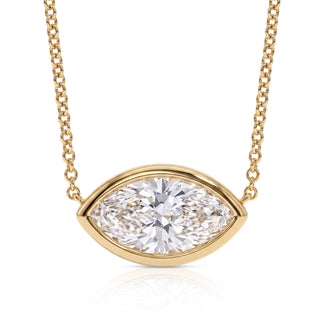 Sabine pendant in 14K gold with a marquise-cut lab-grown diamond