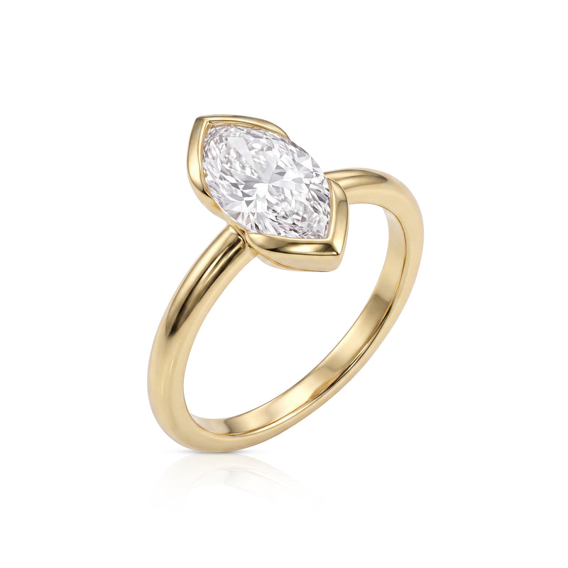 Eliana ring in 14K gold with a marquise-cut lab-grown diamond