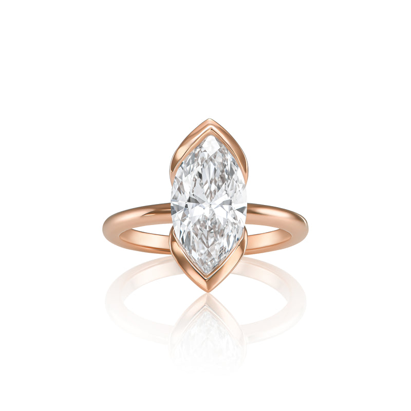 Eliana ring in 14K rose gold with a marquise-cut lab-grown diamond
