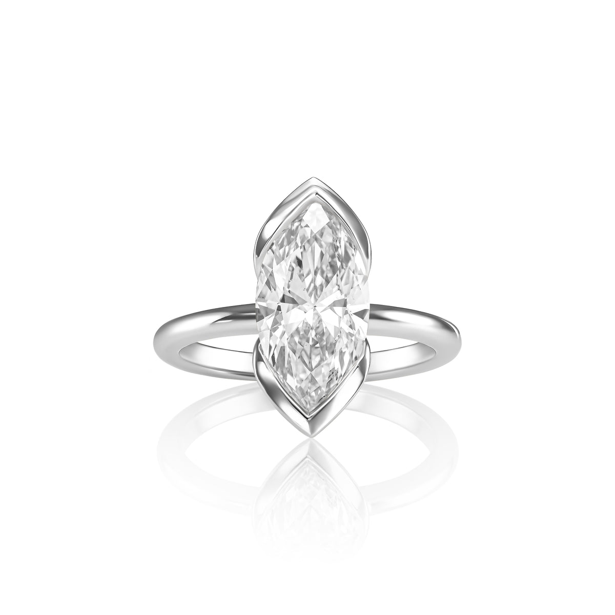 Eliana ring in 14K white gold with a marquise-cut lab-grown diamond