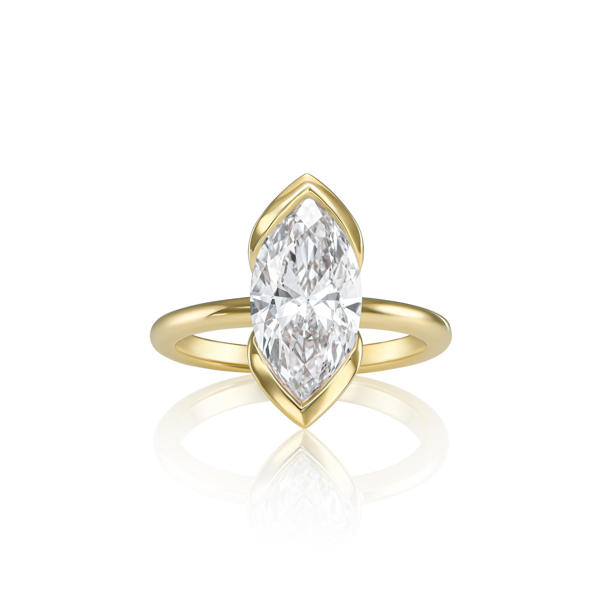 Eliana ring in 14K yellow gold with a marquise-cut lab-grown diamond