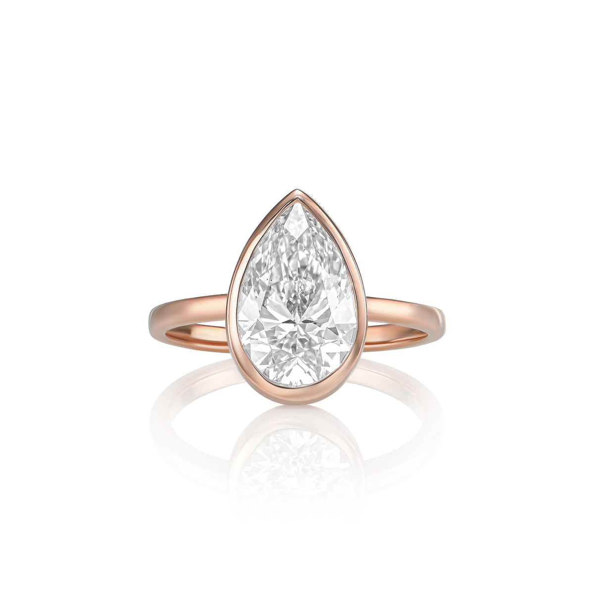 Estelle ring in 14K rose gold with a pear-cut lab-grown diamond