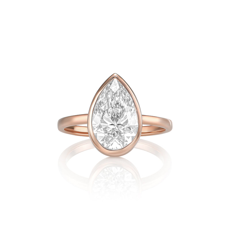 Estelle ring in 14K rose gold with a pear-cut lab-grown diamond