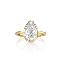 Estelle ring in 14K yellow gold with a pear-cut lab-grown diamond